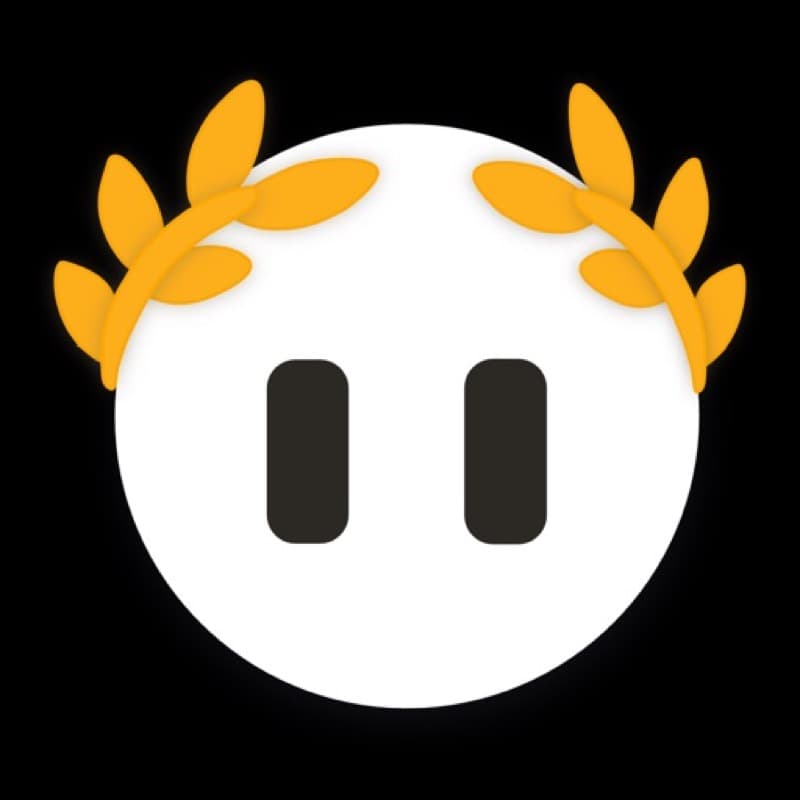 The current live Icarus App Store icon: a rounded white winged mascot wearing a gold laurel wreath, on black.