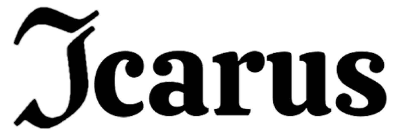 An earlier Icarus wordmark: a blackletter-inspired J leading into a serif 'carus,' matching the monogram mark.