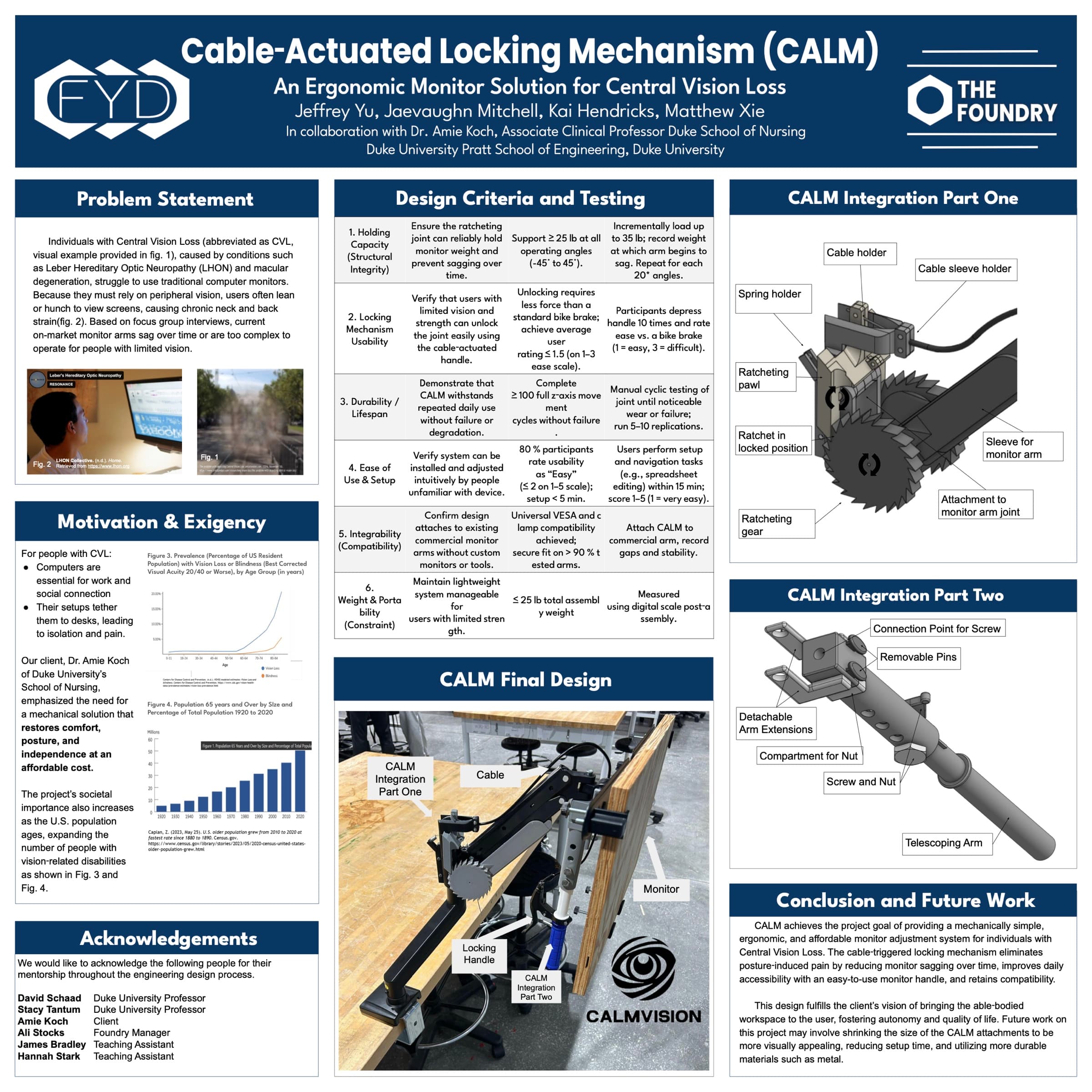The CALM poster from the First-Year Design showcase.